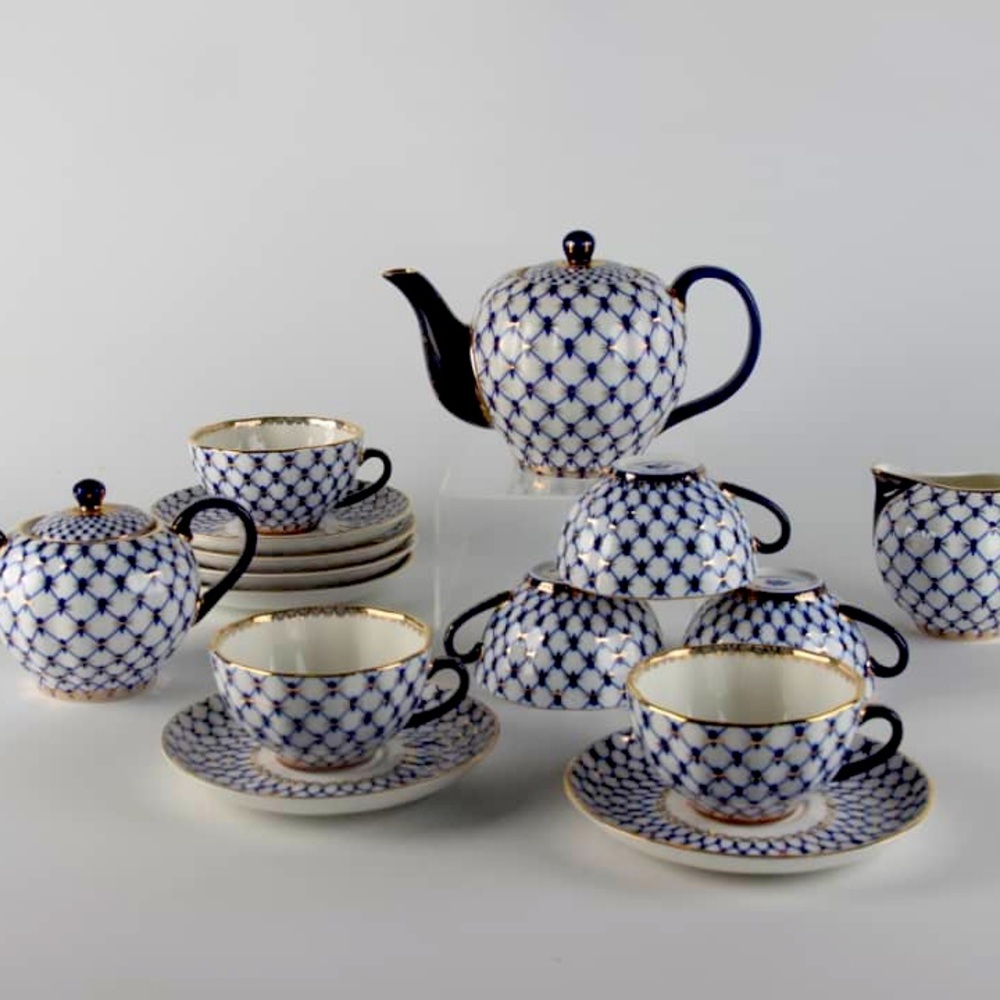 Elegant Blue and White Dinnerware Set